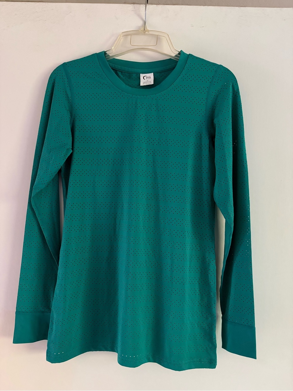 ZYIA Active Teal Perforated Long-Sleeve Tee